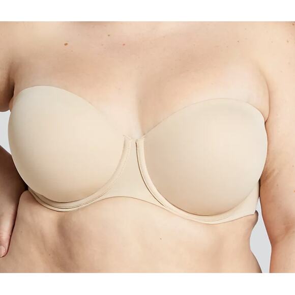 Cacique Solid Beige Tan Lightly Lined Multi-Way Strapless Bra Size 42H NWOT New - Picture 1 of 11